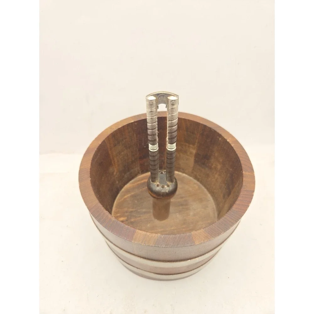 Vintage Basketville Putney Vermont Wood Nut Bowl Barrel With Cracker Only